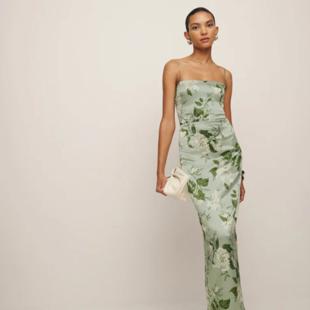 EUC Reformation Frankie Silk Dress - Tea Garden - Size 4 Petite - worn once